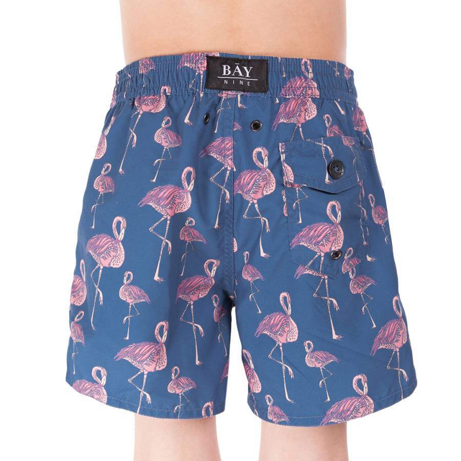 Boy's Blue/Pink Flamingo Swim Shorts - BrandAlley