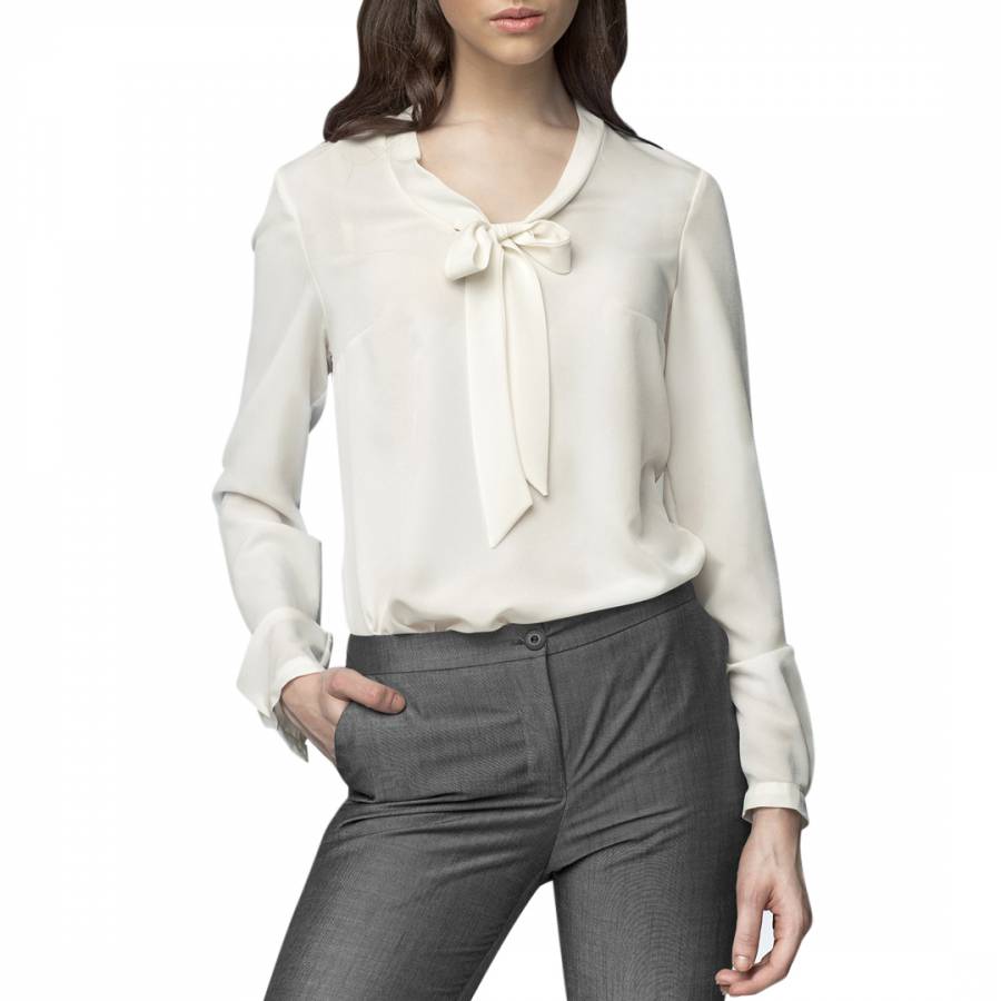 White Pussybow Blouse - BrandAlley
