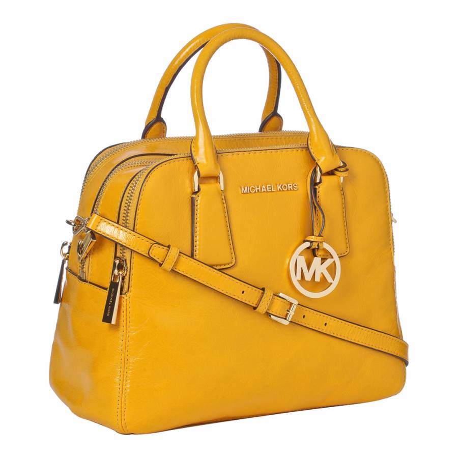 Mustard Yellow Leather Alexis Handbag - BrandAlley
