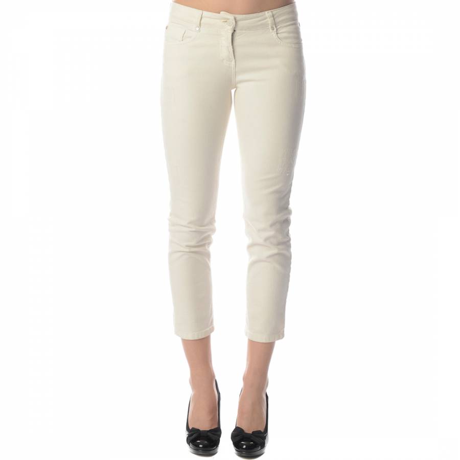 Cream Cropped Stretch Skinny Jeans - BrandAlley