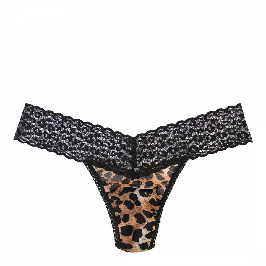 Brown/Black Leopard Print Lace Thong One Size - BrandAlley