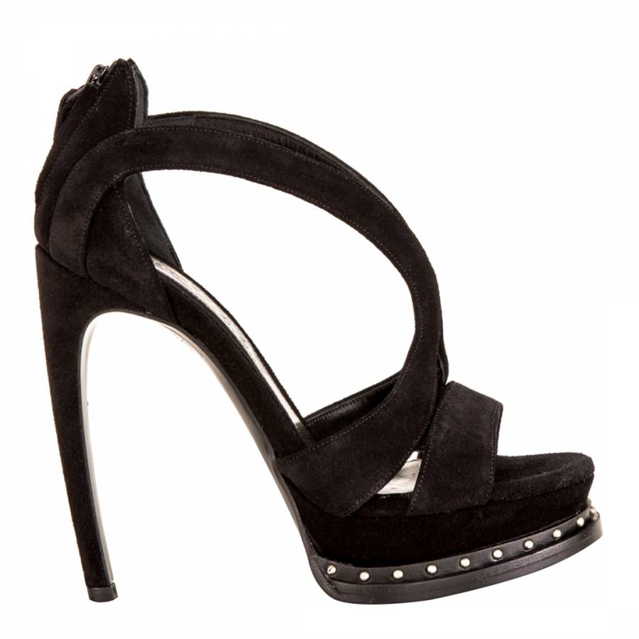 Black Suede Armadillo Studded Platform Shoes Heel 14cm Brandalley