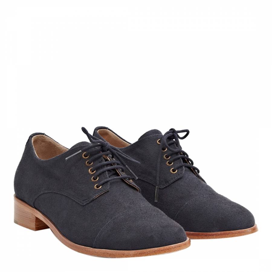 Navy Sail Away Lace up Derby Shoes Heel 3cm - BrandAlley