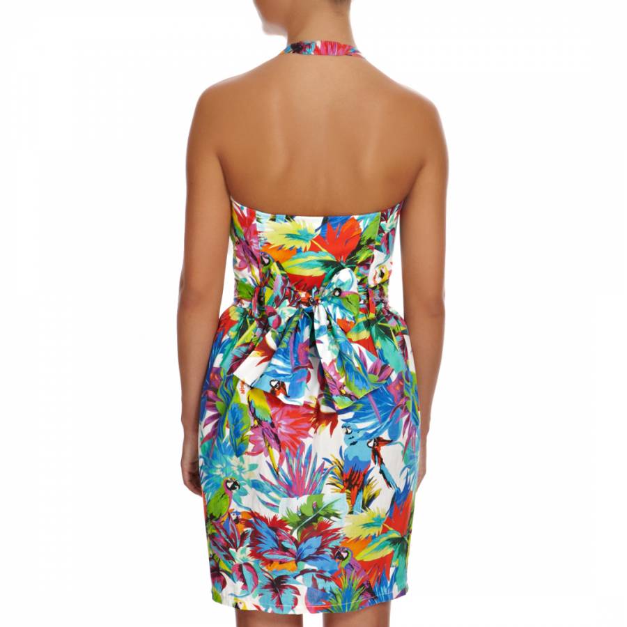 Multicolour Tropical Print Halterneck Cotton Dress - BrandAlley