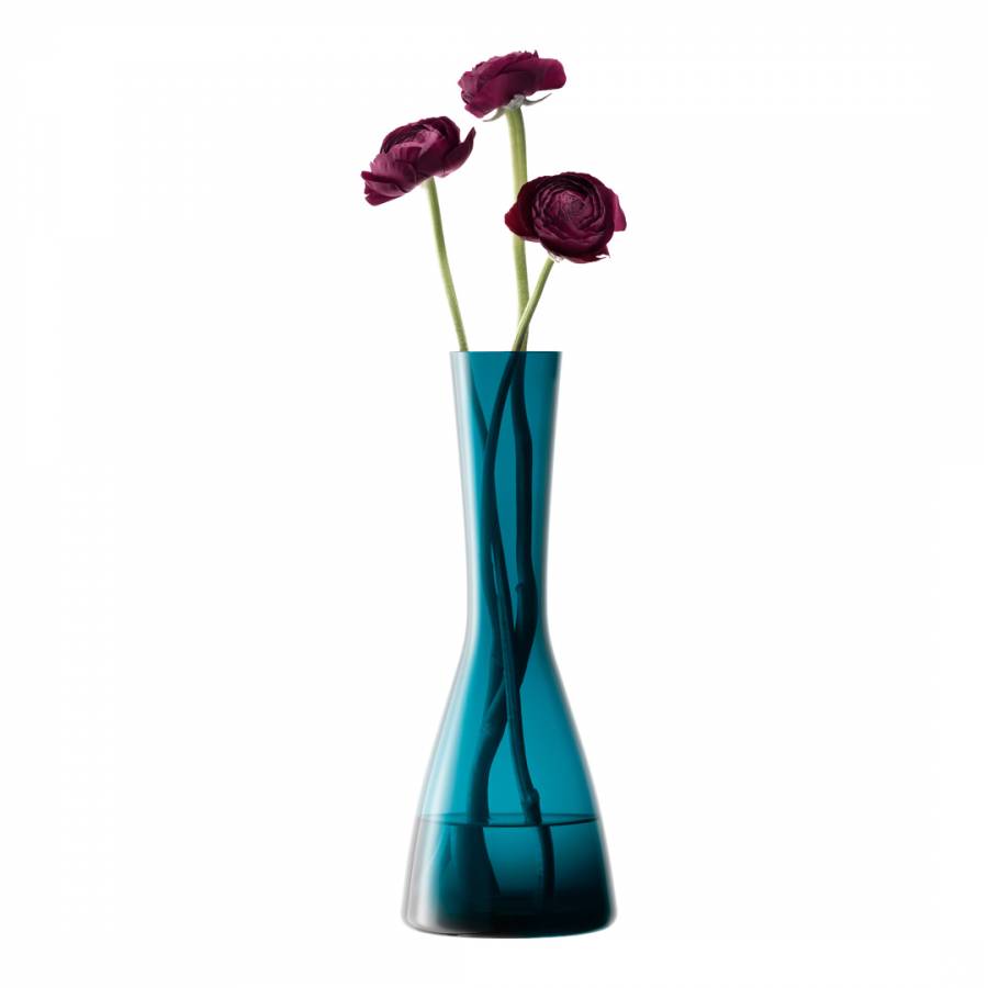 Blue Teal Glass Velvet Vase H30cm - BrandAlley