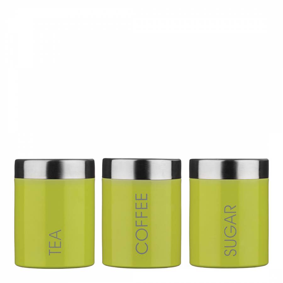 Elegant lime green kitchen canisters Set Of Three Lime Green Stainless Steel Tea Coffee Sugar Canisters Brandalley