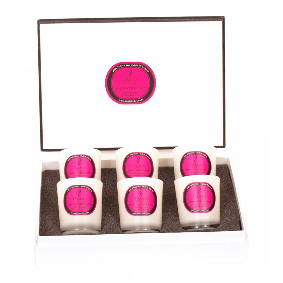 Set of Six Wild Fig Cassis and Orange Blossom Aromatherapy Gift Candles ...