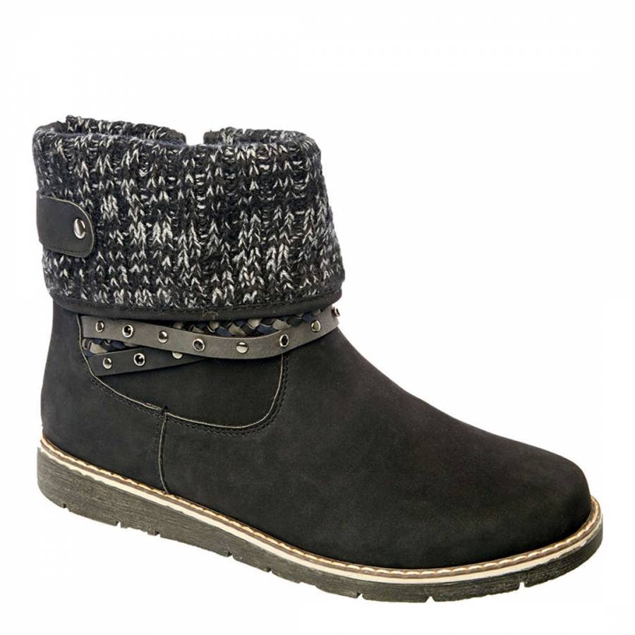 Black Turn Over Ankle Boots - BrandAlley