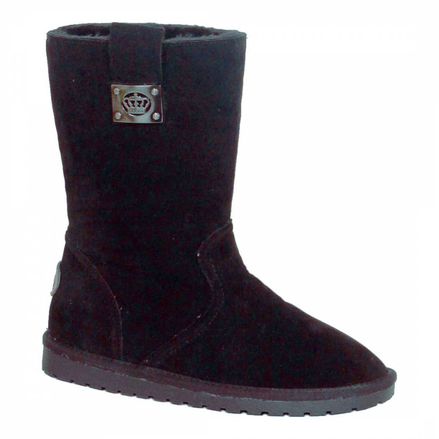 Black Faux Fur Casual Boots - BrandAlley