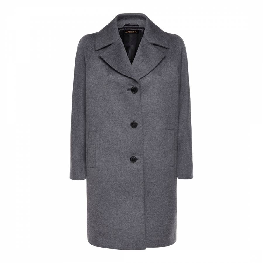 Grey Three Button Wool Coat - BrandAlley
