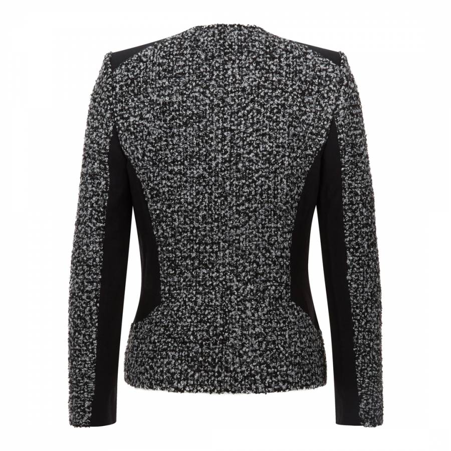 Black/White Boucle Wool Blend Jacket - BrandAlley