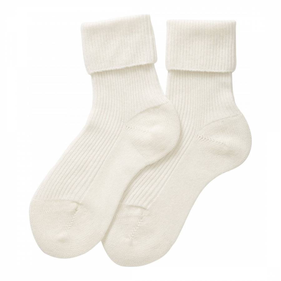 Soft White Cashmere Bed Socks - BrandAlley