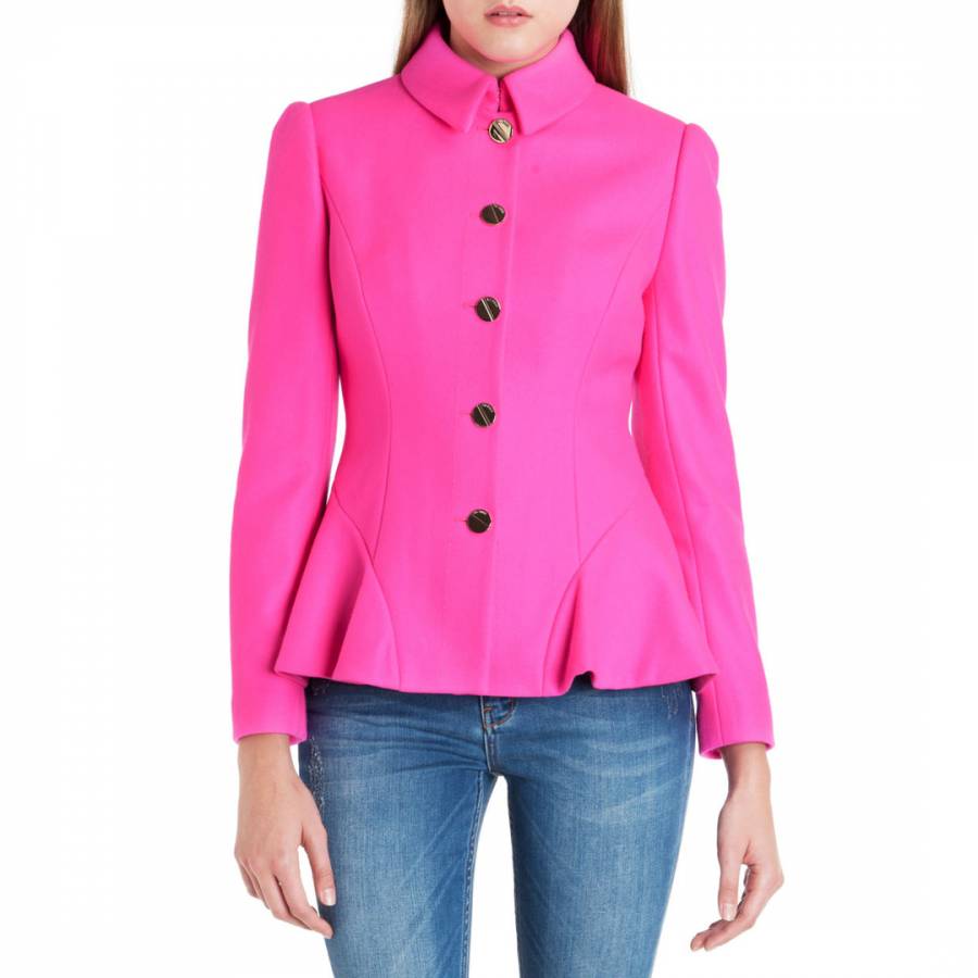 Pink Bracti Peplum Detail Wool/Cashmere Jacket - BrandAlley