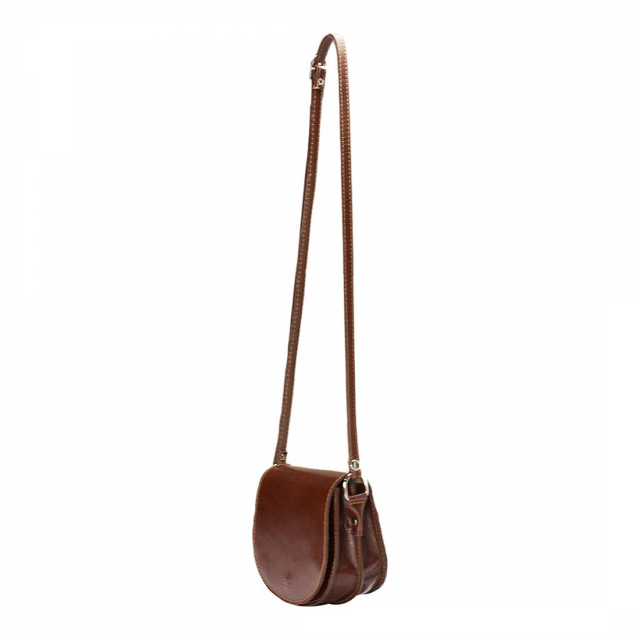 Brown Polished Leather Crossbody Bag - BrandAlley