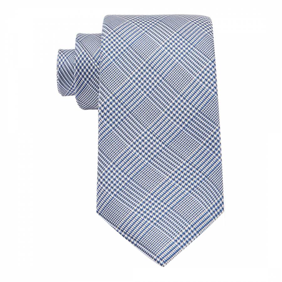 Blue Prince of Wales Check Pure Silk Tie - BrandAlley