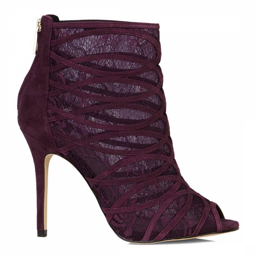Purple Lace/Suede Heeled Shoe Boots 