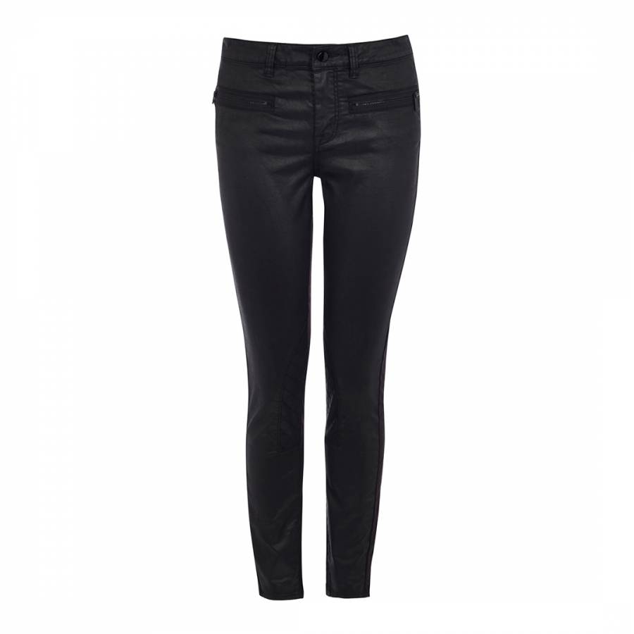 Black Coated Skinny Fit Stretch Trousers - BrandAlley