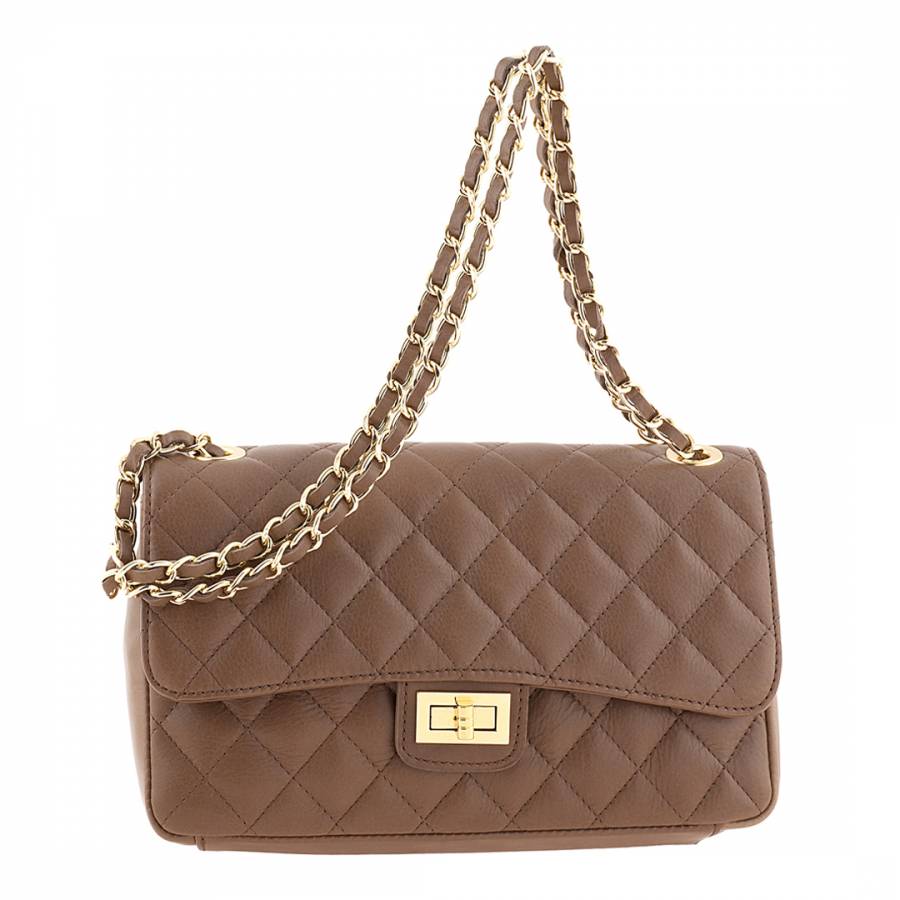 Taupe Leather Edalea Shoulder Bag - BrandAlley