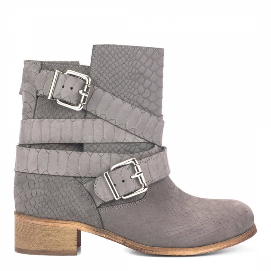 Download Grey Suede Mock Reptile Hard Rock Ankle Boots - BrandAlley