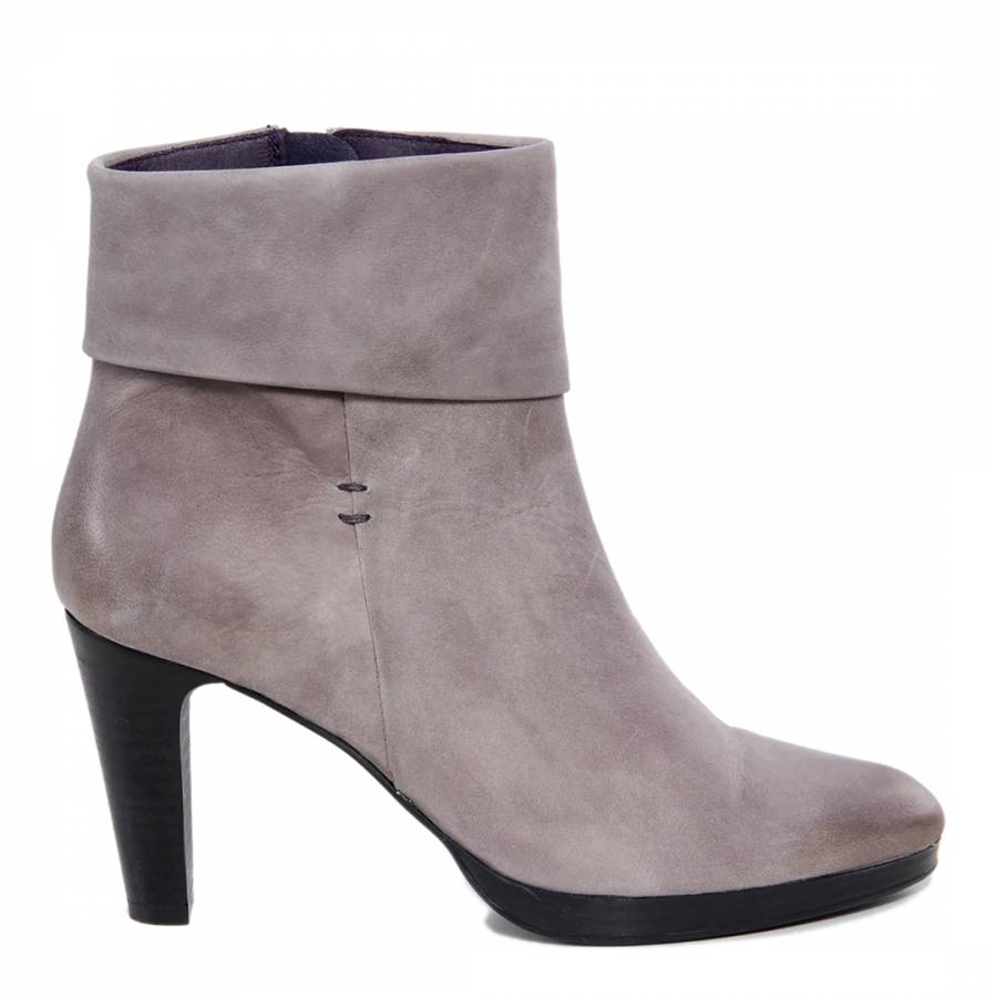 Grey Suede Heeled Ankle Boots Heel 9.5cm - BrandAlley