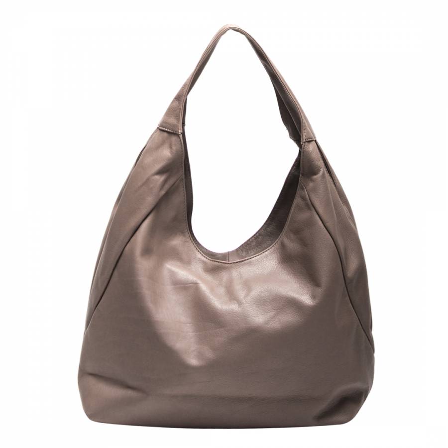 Taupe Leather Hobo Bag - BrandAlley