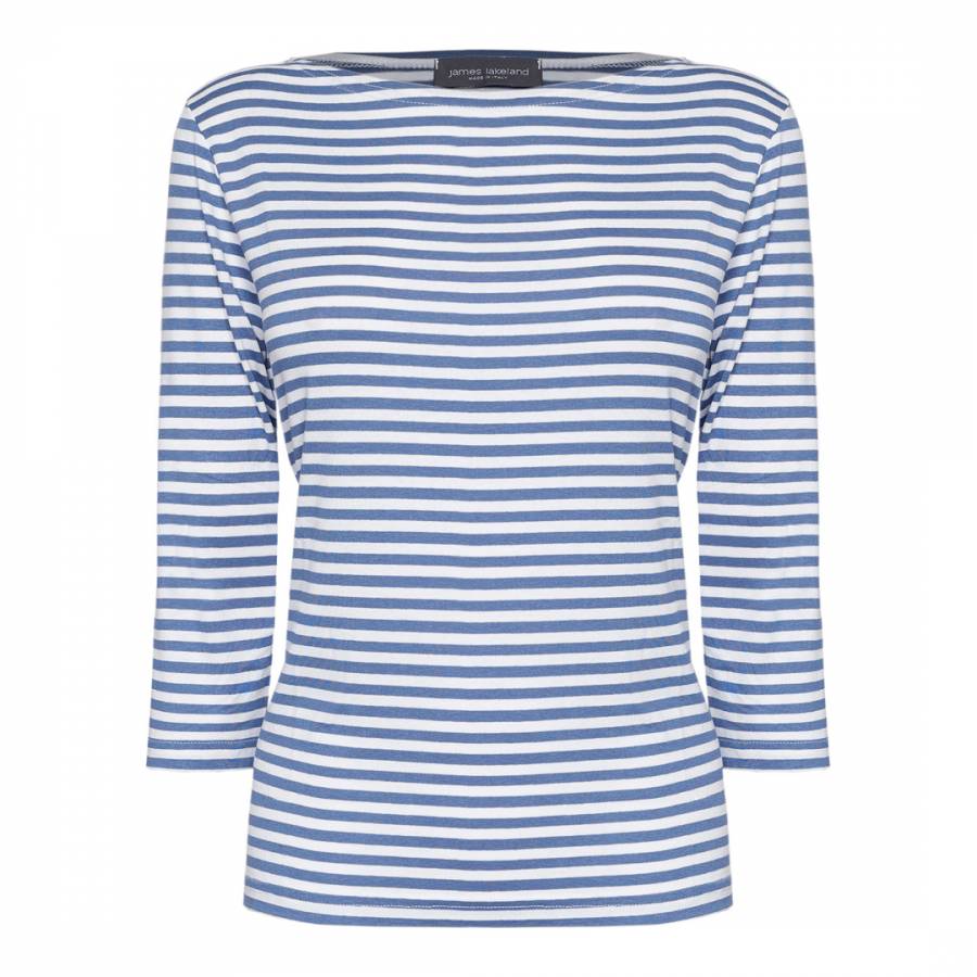 Blue/White Horizontal Breton Stripe Top - BrandAlley