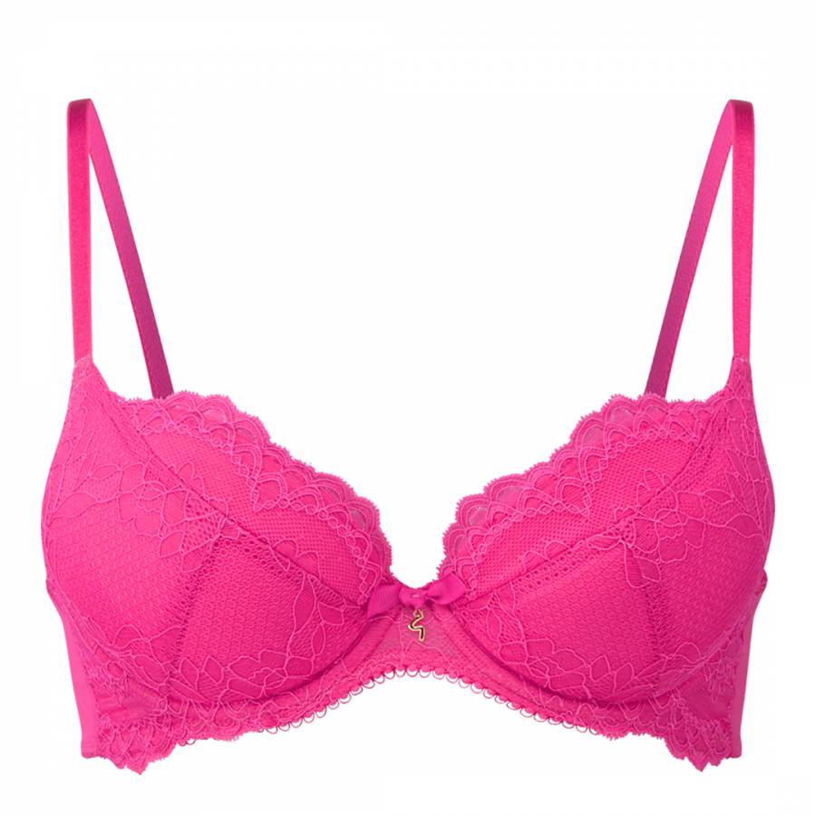 Hot Pink Superboost Lace Padded Plunge Bra Brandalley