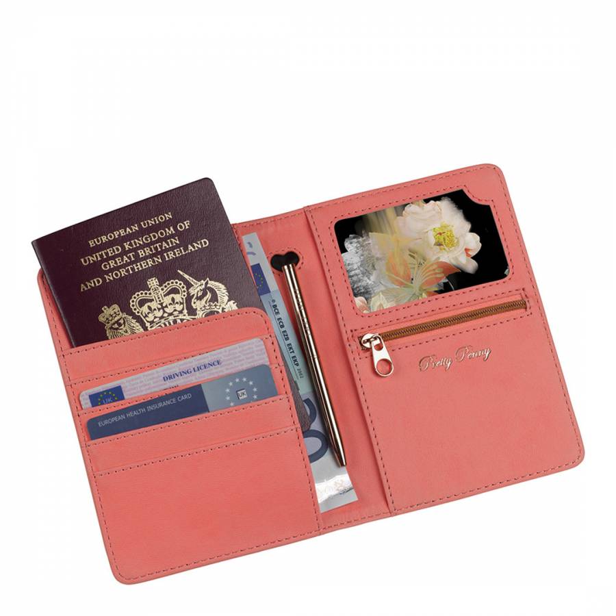 pink travel document holder