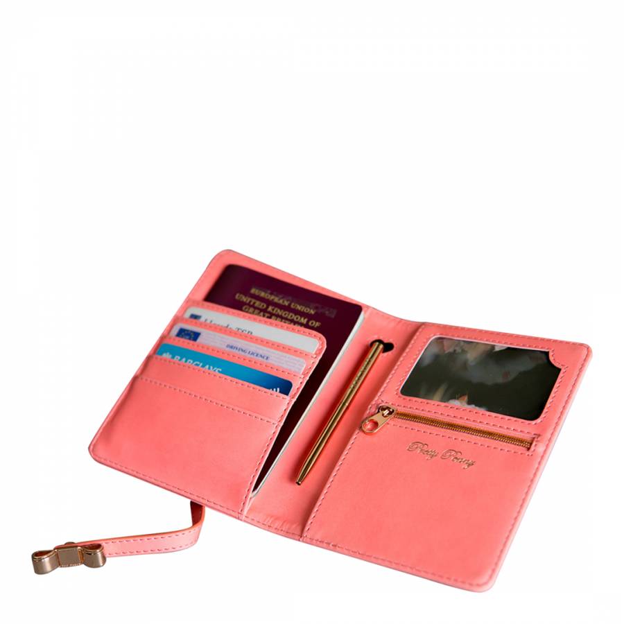 pink travel document holder