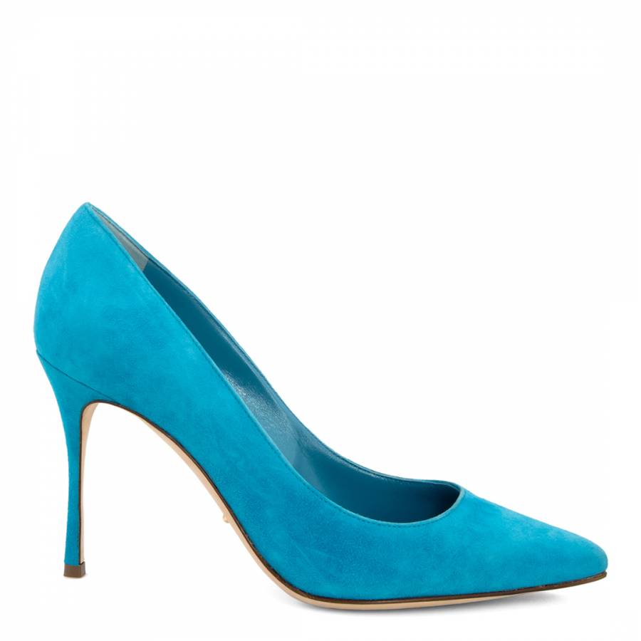 Blue Suede Court Shoes Heel 8cm - BrandAlley