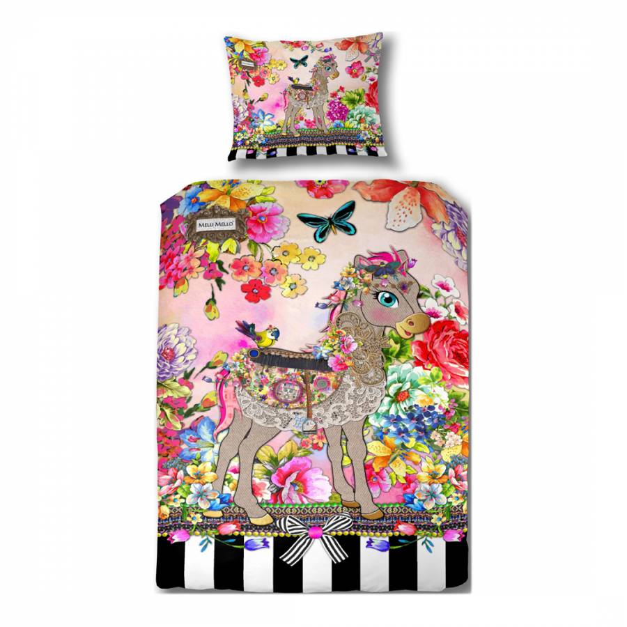 Children S Multicoloured Miloui Cotton Satin Single Duvet Set