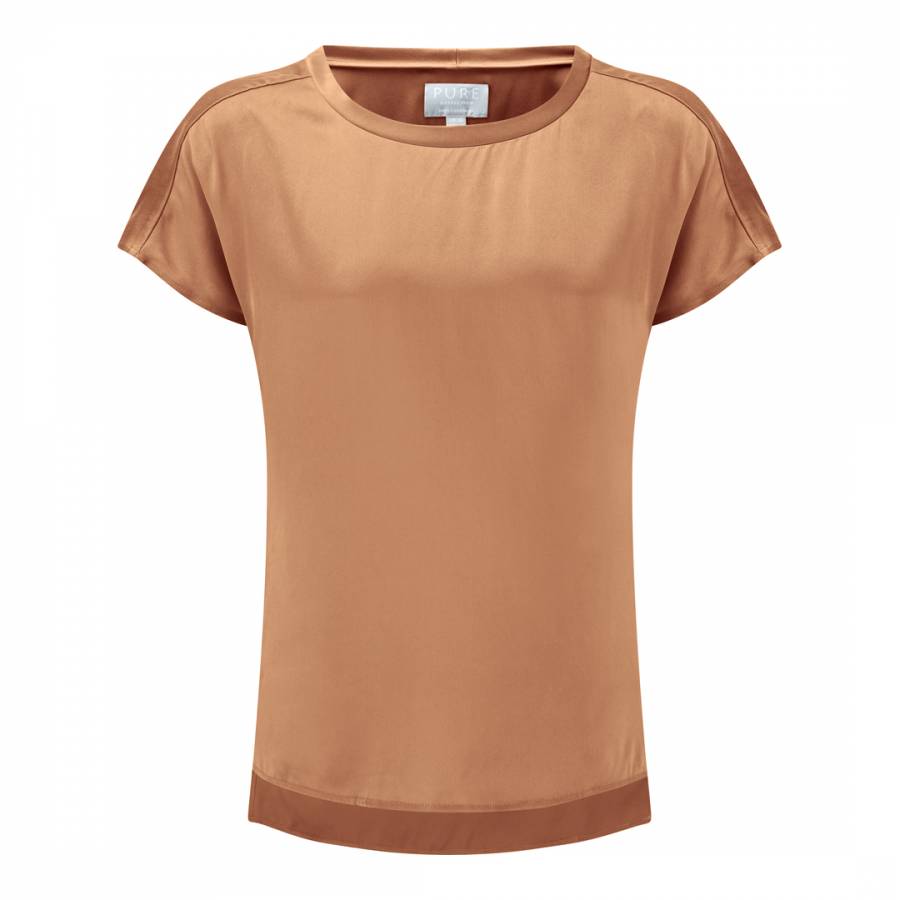 Rust Gold Silk Satin T Shirt - BrandAlley