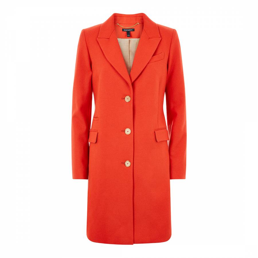 Red Wool Henshaw Wool Blend City Coat - BrandAlley