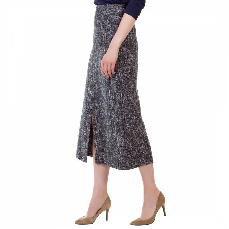 Tonal Tweed Farra Cotton Blend Midi Skirt - BrandAlley