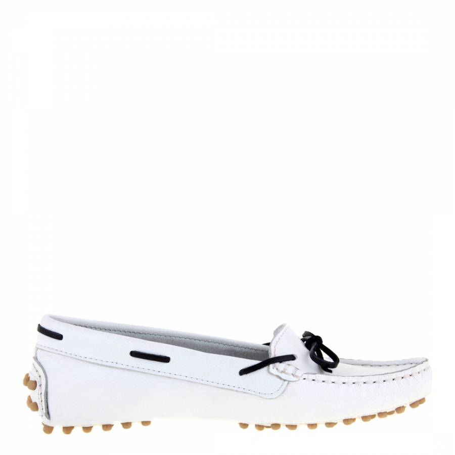 Women's White Leather Boat Shoes - BrandAlley