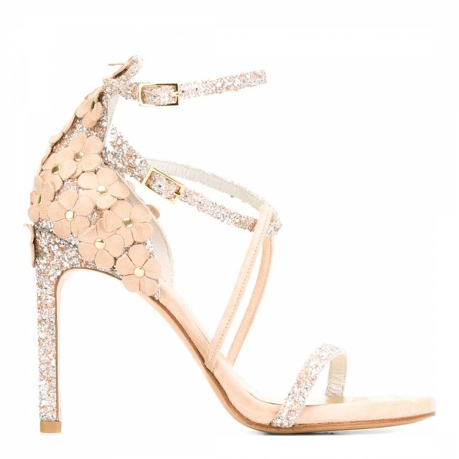 Pale Pink Leather Wild Thing Maxy Gliiter Sandals Heel 10cm - BrandAlley