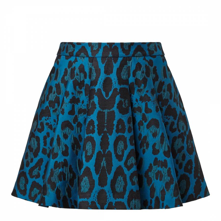 Blue Leopard Fabienne Skater Skirt - BrandAlley