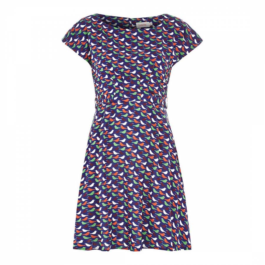 Navy Swift Bird Print Dress - BrandAlley