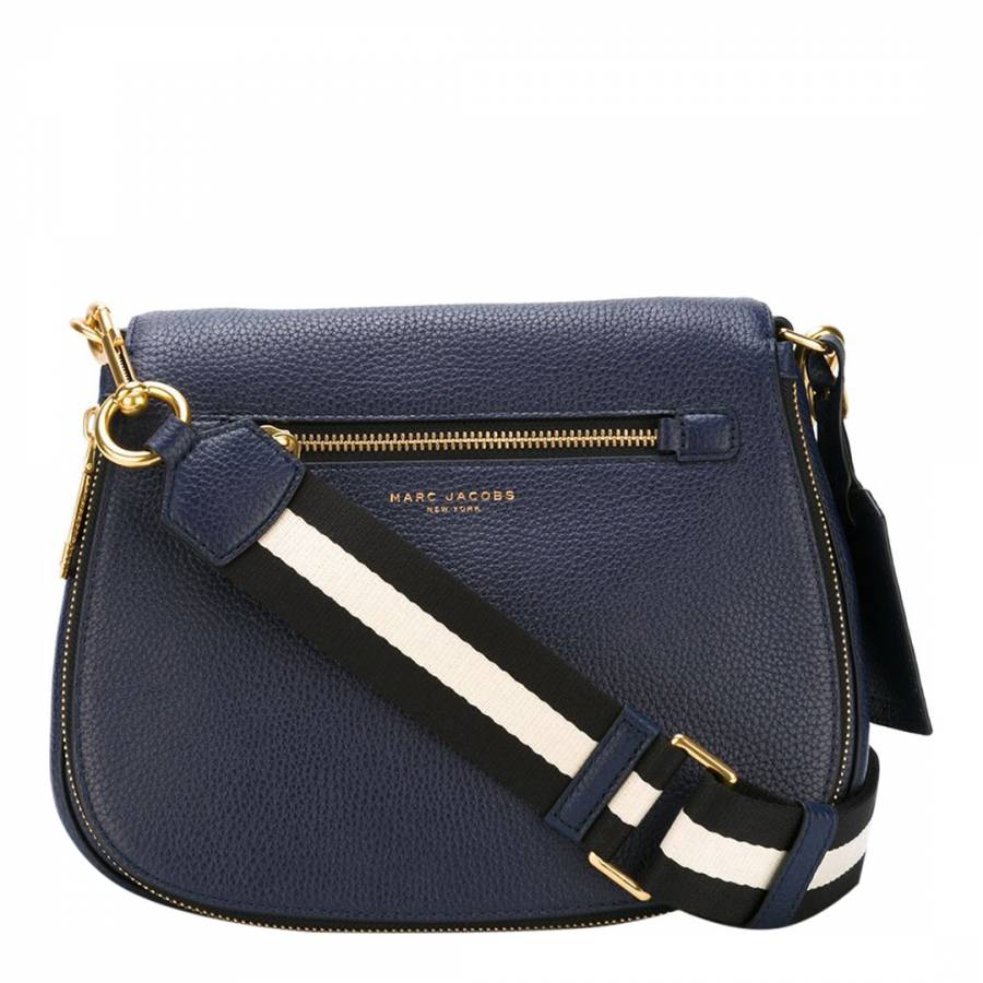 Navy Leather Saddle Bag - BrandAlley