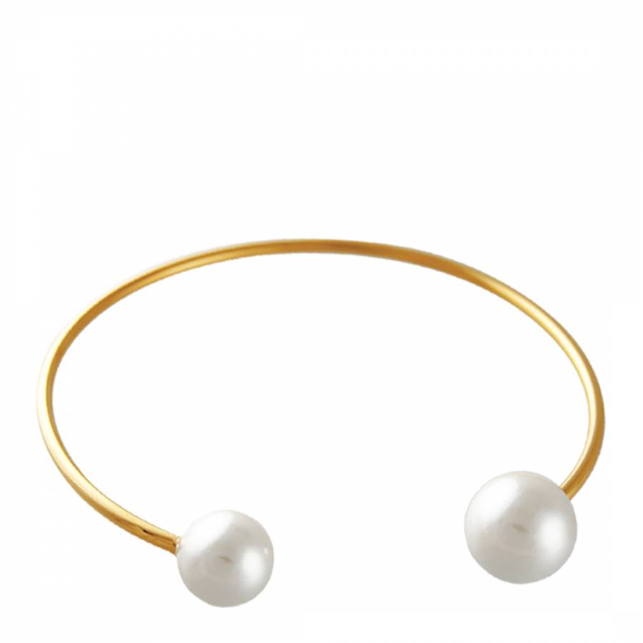 Gold Pearl Open Bangle - BrandAlley