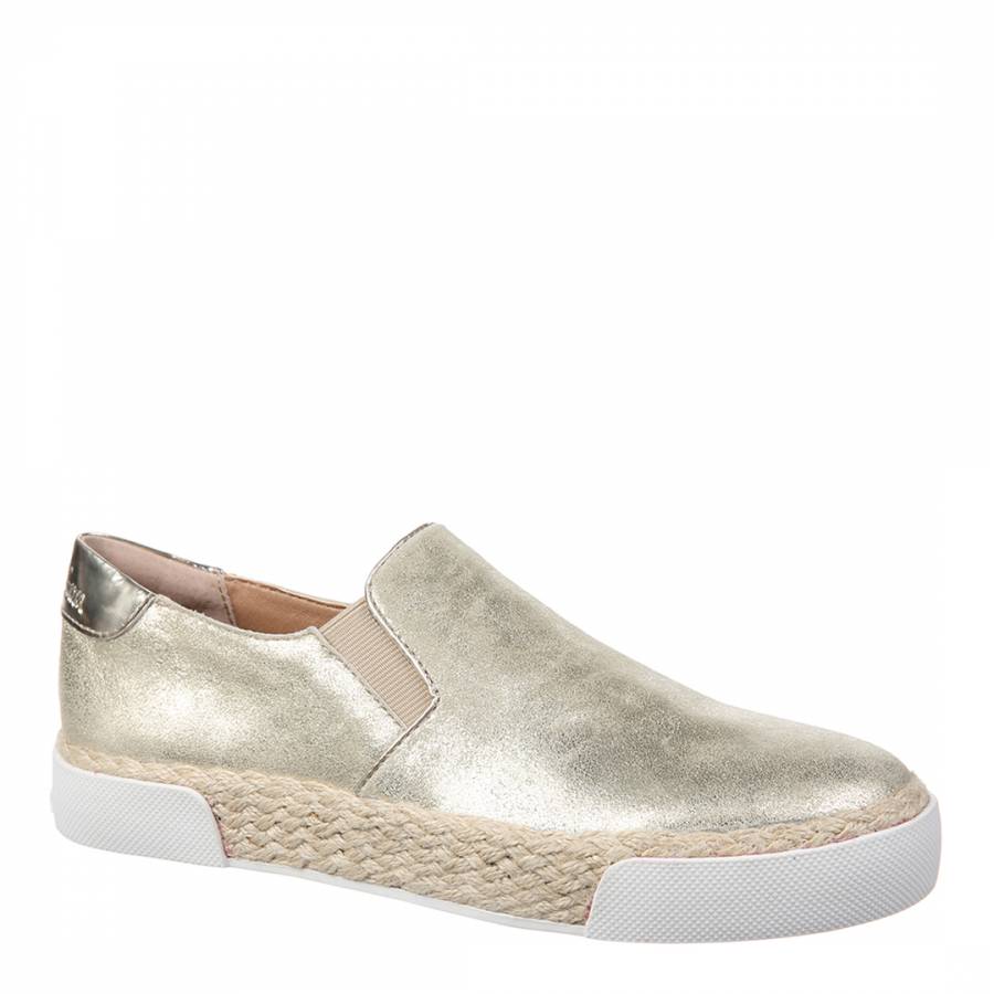 Gold Leather Banks Metallic Trainers - BrandAlley