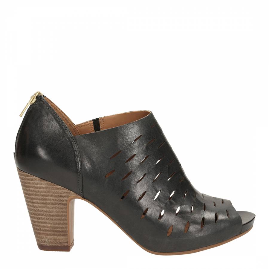 Black Leather Okena Posh Shoes Heel 9cm - BrandAlley