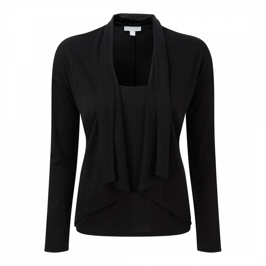 Black Double Layer Jersey Top - BrandAlley