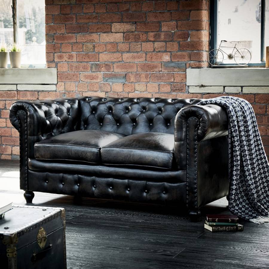 Black Leather Tilda Chesterfield Two Seater Sofa BrandAlley