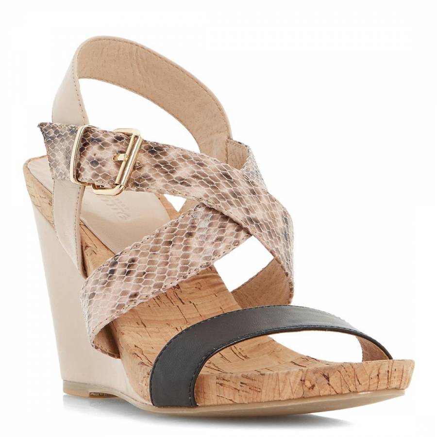 Nude Leather Grainne Strappy Wedge Sandals - BrandAlley