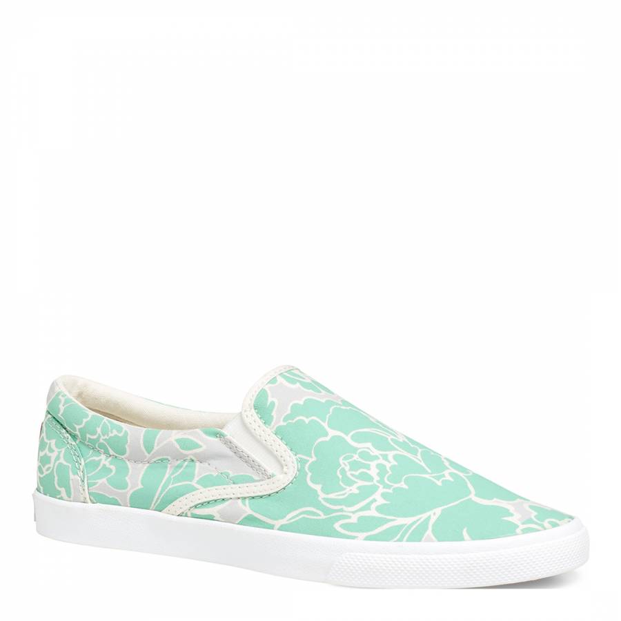 Women's Mint Green Blossom Canvas Shoes 