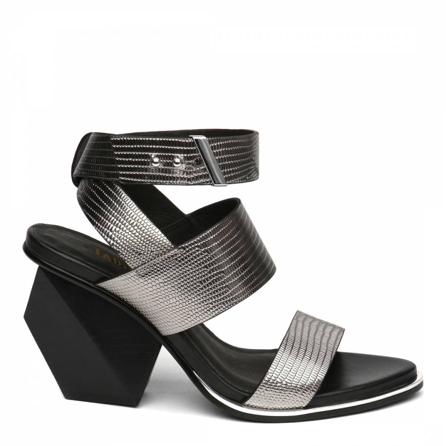 dark silver sandal heels