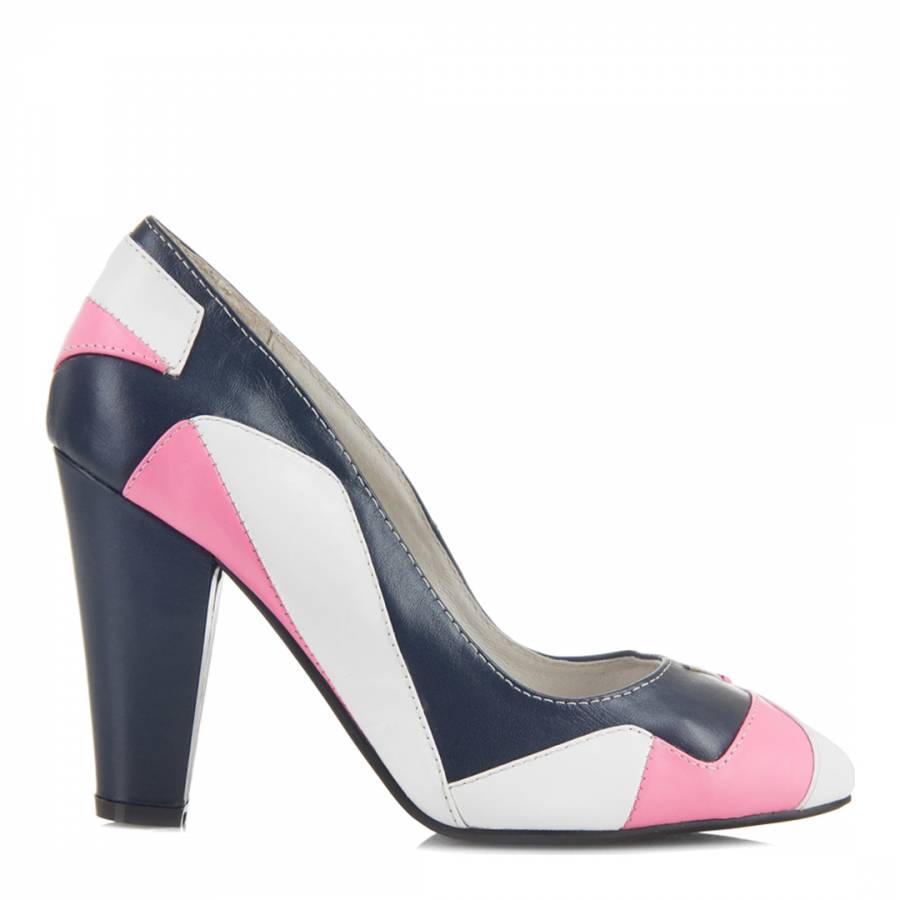 Pink/Navy Leather Primrose Court Shoes 