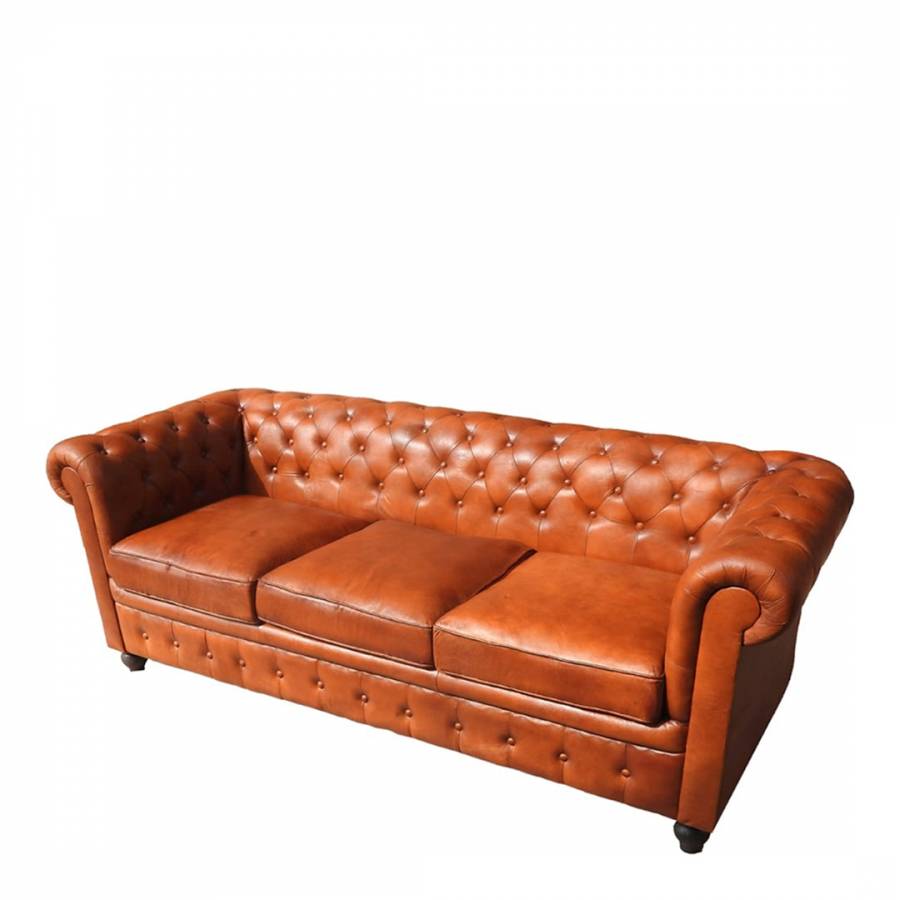 Vintage Tan Leather Chesterfield 3 Seater Sofa Brandalley 