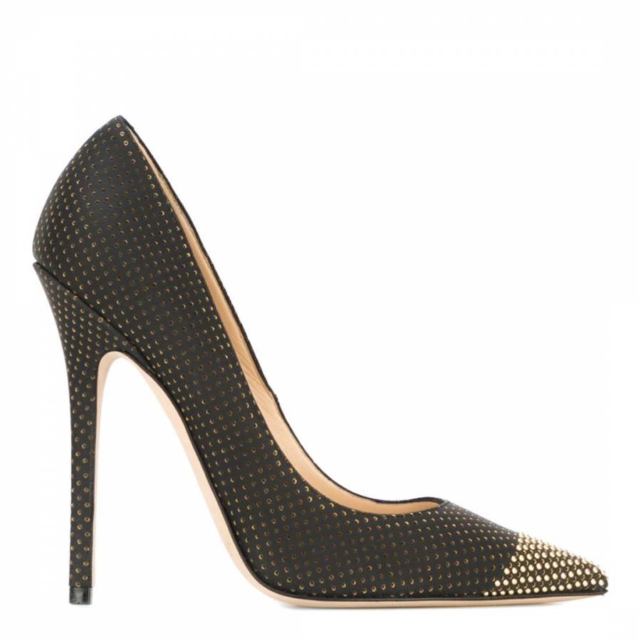 Black/Gold Leather Anouk Dotted Stilettos Heel 12cm - BrandAlley